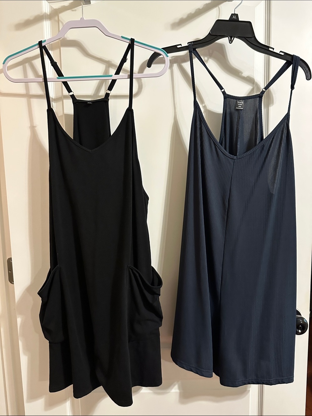 SHEIN Black Spaghetti Strap Romper with Pockets